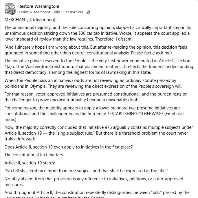Facebook post by Karim Merchant